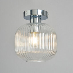 Litecraft Karson Chrome Ribbed Glass Bathroom Flush Ceiling Light - thumbnail 3