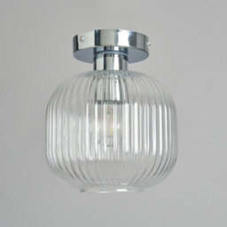 Litecraft Karson Chrome Ribbed Glass Bathroom Flush Ceiling Light - thumbnail 4