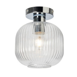 Litecraft Karson Chrome Ribbed Glass Bathroom Flush Ceiling Light - thumbnail 2