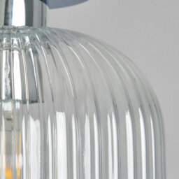Litecraft Karson Chrome Ribbed Glass Bathroom Flush Ceiling Light - thumbnail 5