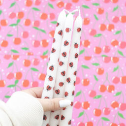 Set Of 3 Love Bug Ladybird Taper Candles - Romantic Home Decor - thumbnail 2