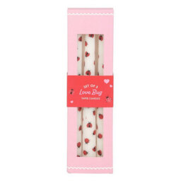 Set Of 3 Love Bug Ladybird Taper Candles - Romantic Home Decor - thumbnail 3