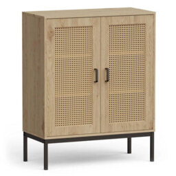 Rattan Effect Sideboard For Living Room, Cabinet With 3 Storage Shelves - thumbnail 6