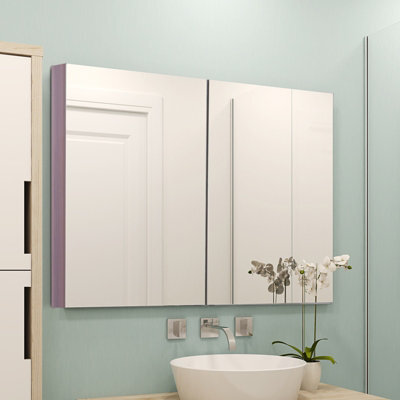 Kleankin 63Wx60H Cm Double Door Wall-Mount Bathroom Mirrored Cabinet Medicine - image 1