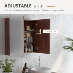 Kleankin 63Wx60H Cm Double Door Wall-Mount Bathroom Mirrored Cabinet Medicine - thumbnail 5