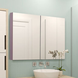 Kleankin 63Wx60H Cm Double Door Wall-Mount Bathroom Mirrored Cabinet Medicine - thumbnail 1