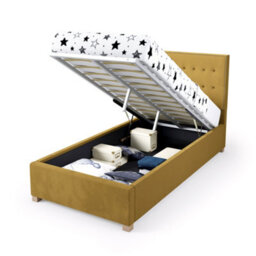 Rest Relax Amelia Solo Ottoman Bed Plush Velvet Ochre - Single 3Ft - thumbnail 6