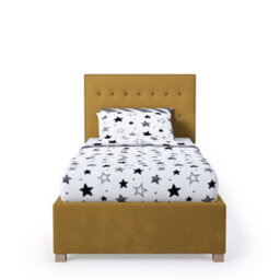 Rest Relax Amelia Solo Ottoman Bed Plush Velvet Ochre - Single 3Ft - thumbnail 3