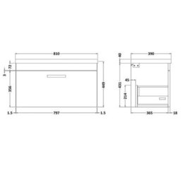 Dezine Hamble 800mm Gloss Grey Wall Hung 2 Drawer Vanity Unit - thumbnail 4