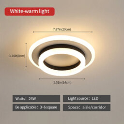 Pheashine Modern Round Led Ceiling Light,24W 2600Lm Black Acrylic Warm White 3000K For Living Room, Bedroom Or Kitchen - thumbnail 4