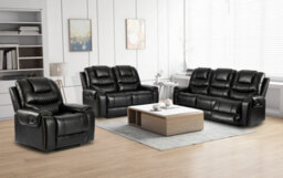 Recliner Manual Chair In Black Faux Leather - thumbnail 5