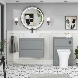 Royal Bathrooms Royal Bathroom Elmore 700mm Matt Pebble Grey Wall Mounted Bathroom Vanity Unit 2 Drawer Plain White Worktop With Cube Basin - thumbnail 5