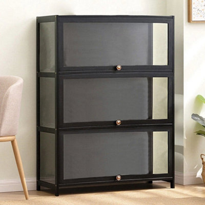 3-Tier Bamboo Display Case Figure Model Storage Cabinet Bookcase Bookshelf Unit - image 1