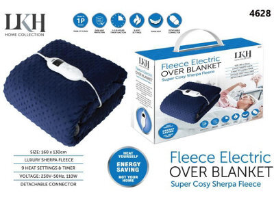 Vivo Electric Heated Throw Over Blanket - Navy Sherpa - image 1