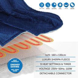 Vivo Electric Heated Throw Over Blanket - Navy Sherpa - thumbnail 2