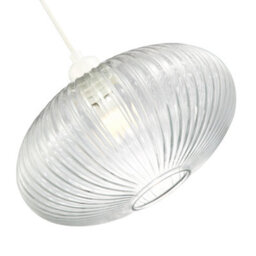 Happy Homewares Modern Designer Clear Transparent Line Ribbed Glass Oval Pendant Lamp Shade - thumbnail 8