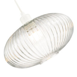 Happy Homewares Modern Designer Clear Transparent Line Ribbed Glass Oval Pendant Lamp Shade - thumbnail 3