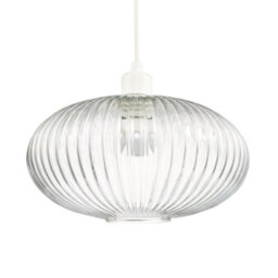 Happy Homewares Modern Designer Clear Transparent Line Ribbed Glass Oval Pendant Lamp Shade - thumbnail 2
