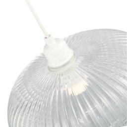 Happy Homewares Modern Designer Clear Transparent Line Ribbed Glass Oval Pendant Lamp Shade - thumbnail 5