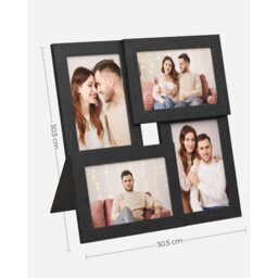 Songmics 4-Frame Picture Collage, Wall Mounted Photo Display, Family Memory Collection, Ink Black - thumbnail 2