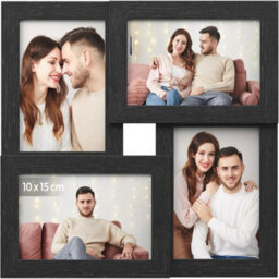 Songmics 4-Frame Picture Collage, Wall Mounted Photo Display, Family Memory Collection, Ink Black - thumbnail 7