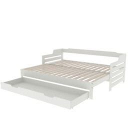 Btm 3Ft Daybed, Pull-Out Trundle & Storage Drawer, White Wooden Guest Bed, 90X190Cm - thumbnail 7