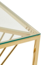Orsina End Table With Gold Finish Frame, Modern Side Table With Glass Top, Staircase Design End Table For Home - thumbnail 5
