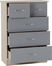 Seconique Nevada 2 Door 1 Drawer Wardrobe Bedroom Set Grey Gloss And Light Oak Effect Veneer - thumbnail 6