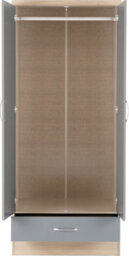 Seconique Nevada 2 Door 1 Drawer Wardrobe Bedroom Set Grey Gloss And Light Oak Effect Veneer - thumbnail 4