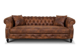 Faux Leather Suede Brown Richmond 3 Seater Chesterfield Sofa - thumbnail 3