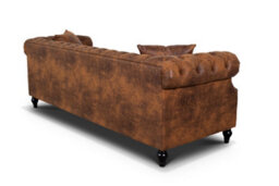 Faux Leather Suede Brown Richmond 3 Seater Chesterfield Sofa - thumbnail 6