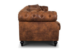 Faux Leather Suede Brown Richmond 3 Seater Chesterfield Sofa - thumbnail 5