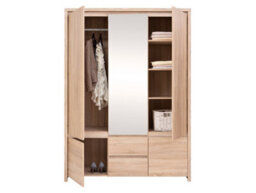 Arte Kaspian 153Cm 5-Door Wardrobe With Mirror In Sonoma Oak - Wide Hanging & Drawer Storage - thumbnail 7