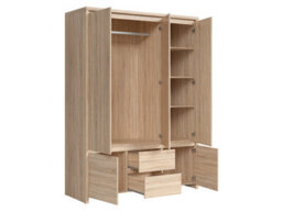 Arte Kaspian 153Cm 5-Door Wardrobe With Mirror In Sonoma Oak - Wide Hanging & Drawer Storage - thumbnail 3