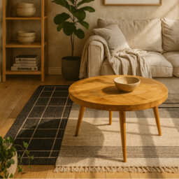 Wyld Haus Bali Round Mango Wood Coffee Table With Gold Inlays, 80Cm - thumbnail 2