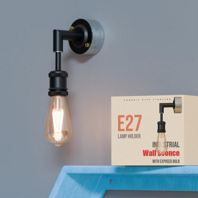 Industrial Wall Sconce Lighting Fixture Single Head Edison E27 Lamp Holder Fitting Metal Conduit Wall Light For Living Room - image 1