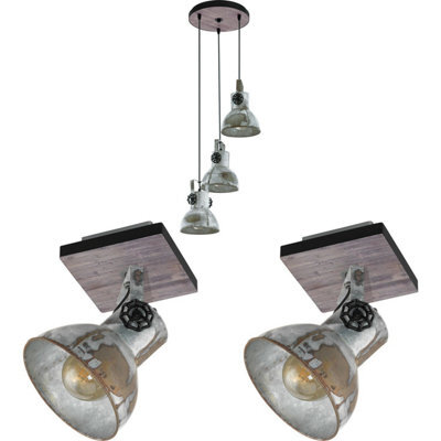 Industrial Raw Steel Ceiling Pendant And Wall Lights Multi Lamp Set For Modern Home Decor - image 1