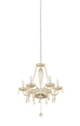 Stylish Chrome Pendant Ceiling Light With Cognac Glass Shade And E14 Bulbs - thumbnail 1