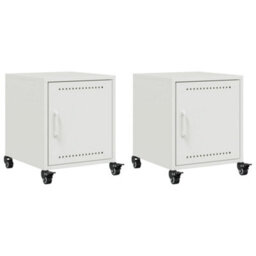 Berkfield Bedside Cabinets 2 Pcs White 36X39X43.5 Cm Steel - thumbnail 2