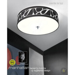 Luminosa Lighting Luminosa Manhattan Wall Lamp 1 Light E14 Swing Arm, Polished Chrome With Black Patterned Shade - thumbnail 4