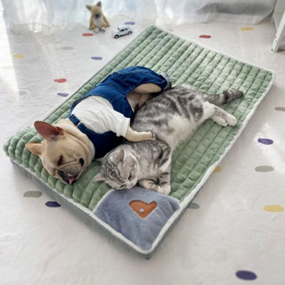 Thehotsale M-Size Washable Pet Bed Soft Mattress Sleeping Cushion Mat For Puppy Cat In Green - image 1