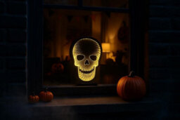 Festive Productions 3D Skull Led Infinity Effect Halloween Light White 40Cm Indoor Decoration - thumbnail 5