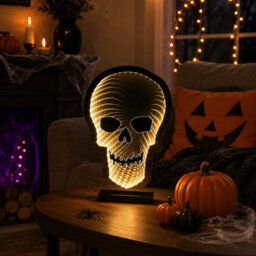 Festive Productions 3D Skull Led Infinity Effect Halloween Light White 40Cm Indoor Decoration - thumbnail 7