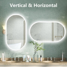 AVER-GROWTH Oval Led Bathroom Mirror With Lights Dimmable Demister Anti-Fog Touch/wall Switch Vertical/horizontal Illuminated Mirror 60X90Cm - thumbnail 4