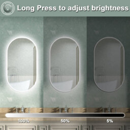AVER-GROWTH Oval Led Bathroom Mirror With Lights Dimmable Demister Anti-Fog Touch/wall Switch Vertical/horizontal Illuminated Mirror 60X90Cm - thumbnail 2