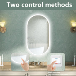 AVER-GROWTH Oval Led Bathroom Mirror With Lights Dimmable Demister Anti-Fog Touch/wall Switch Vertical/horizontal Illuminated Mirror 60X90Cm - thumbnail 5