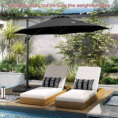 Costway Outdoor Patio Parasol 294 X 248 Cm Cantilever Umbrella W/ Cross-Shaped Base-Black - image 1