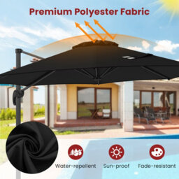 Costway Outdoor Patio Parasol 294 X 248 Cm Cantilever Umbrella W/ Cross-Shaped Base-Black - thumbnail 7