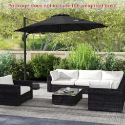 Costway Outdoor Patio Parasol 294 X 248 Cm Cantilever Umbrella W/ Cross-Shaped Base-Black - thumbnail 5