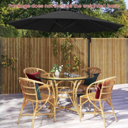 Costway Outdoor Patio Parasol 294 X 248 Cm Cantilever Umbrella W/ Cross-Shaped Base-Black - thumbnail 4